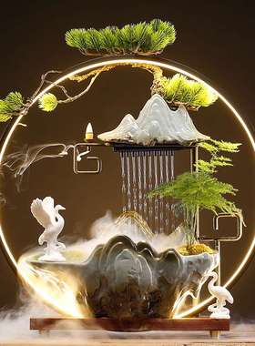 流水开业假山加湿器新中式喷泉送礼招财客厅办公室创意禅意摆件