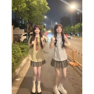 夏日闺蜜小个子森系穿搭套装衬衫百褶裙女不一样的设计感潮两件套