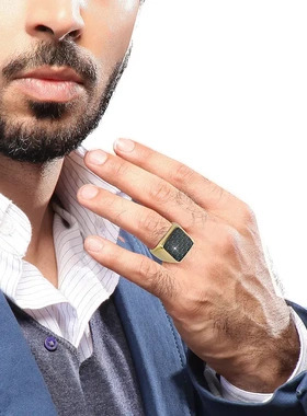 欧美新款碳纤维男士钛钢金扳指网红爆款简约钛钢指环直销饰品