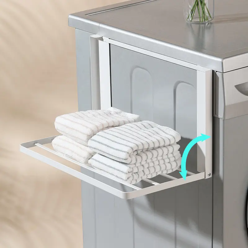磁吸折叠搁板洗衣机侧面边放衣服架子免打孔冰箱侧边架衣架收纳架