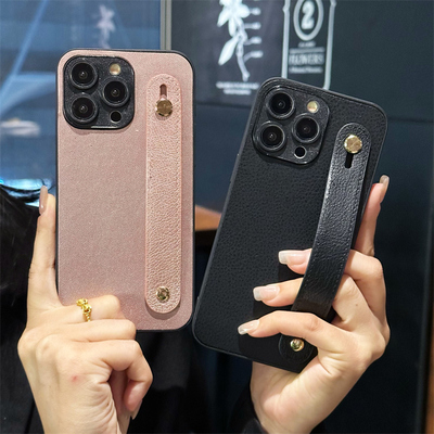 适用iPhone16手机壳苹果15promax折叠腕带14plus支架13promax商务12pro复古套11便携xs皮质XR秋冬7新年6防摔