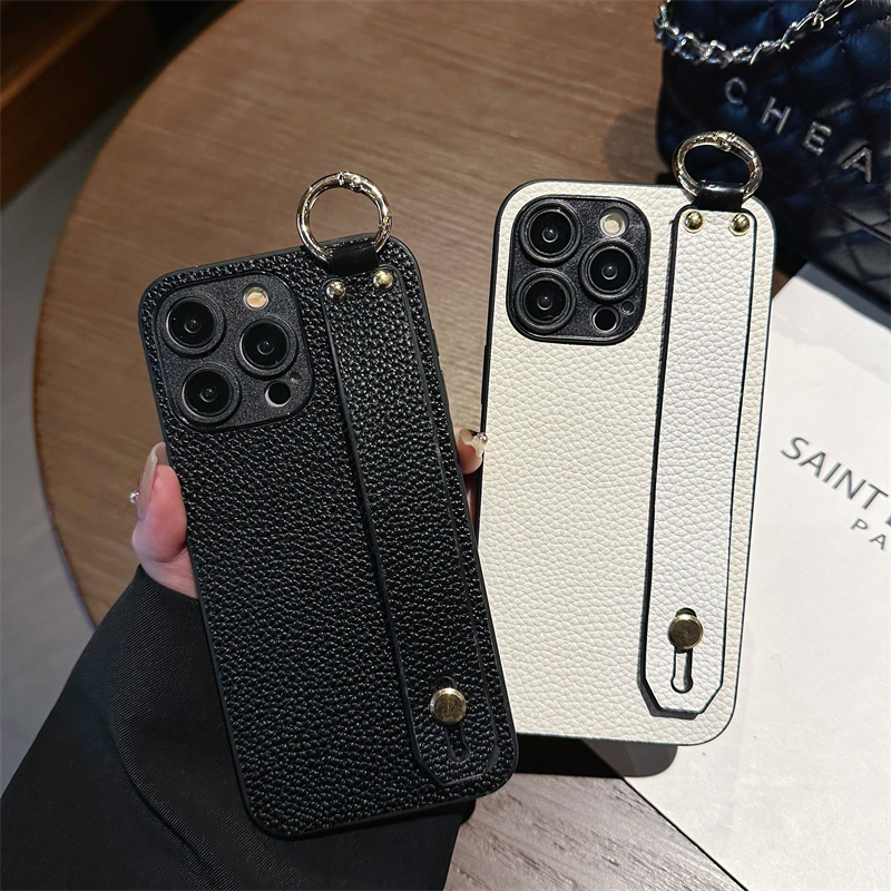 坎宁安适用于三星S24FE手机壳S25Ultra腕带支架S30Plus商务S20便携GalaxyS22+皮质s23FE简约5G创意s21情侣款