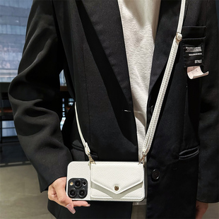 适用三星A15手机壳A05插卡套A14斜跨绳A12背带GalaxyA13装 保护套 卡A04s复古A03S高端A02S皮质A01防摔创意时尚