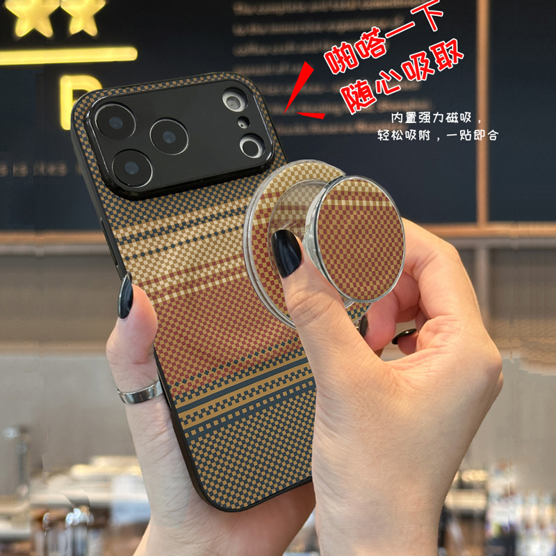 适用于oppo Reno14手机壳12/13pro磁吸支架9se商务6i/5z凯夫拉纹11折叠支架2ace碳纤维纹3se+小众12PRO手机套