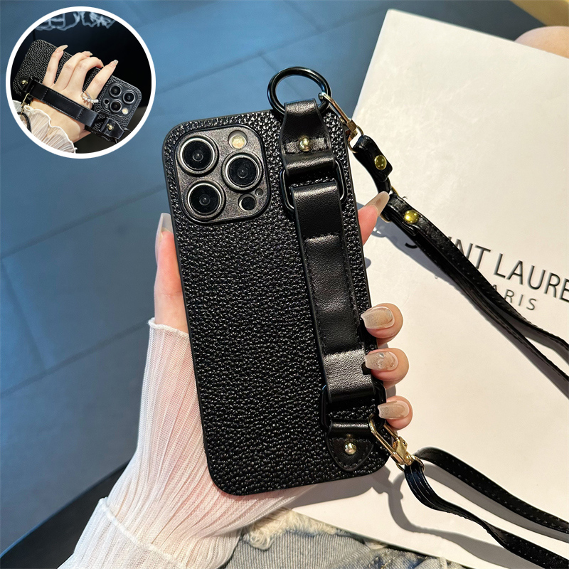 适用三星A15手机壳A05手腕带A14斜跨绳A12支架GalaxyA13荔枝纹A04s复古A03S高级感A02S皮质A01保护套