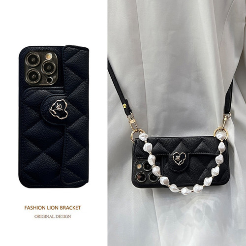 适用小米mix fold3手机壳折叠屏斜挎菱格fold2零钱包插卡套mixfold简约皮质小米mixfold2保护套时尚女郁金香