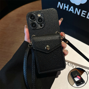 适用oppoR17手机壳15梦境版零钱包r11斜跨绳r9s化妆镜11plus插卡套r15x新款oppo手机套r9p化妆镜子防摔创意