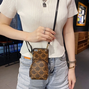 【2000型号可备注】适用iPhone16e手机壳苹果15plus斜跨背带12Promax奢华16pro女款14plus零钱包高级感情侣款