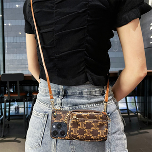 适用OPPO 8斜挎13pro精孔挂绳reno14可插卡11F防摔创意 Reno14Pro手机壳13se零钱包Reno12背带10pro钥匙包9