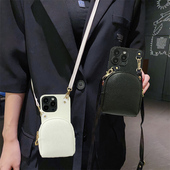 适用三星A53手机壳A60零钱包A73斜跨绳A74背带包GalaxyA90插卡套A54口红A82小众A80S皮质A70e防摔创意保护套