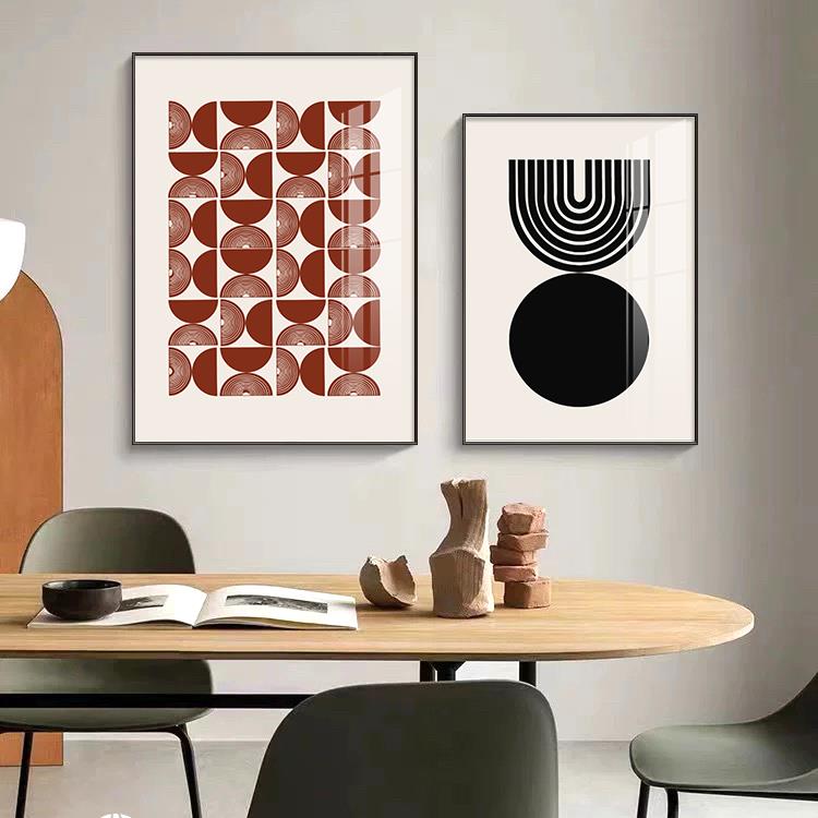 现代简约艺术餐厅挂画餐厅背景抽象二联装饰画客厅沙发卧室床头墙图片