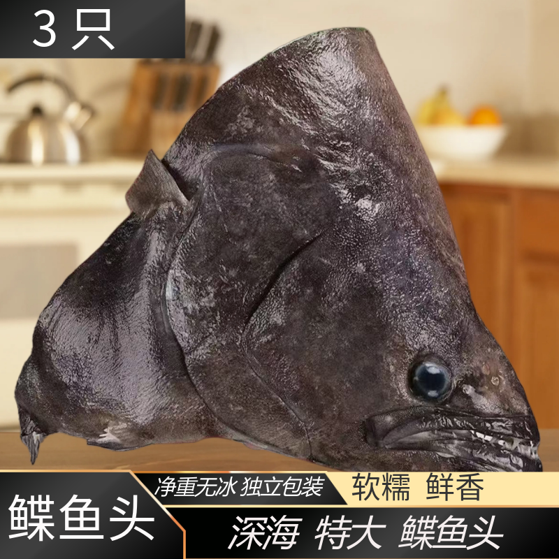 舟山深海无冰衣特大鲽鱼头