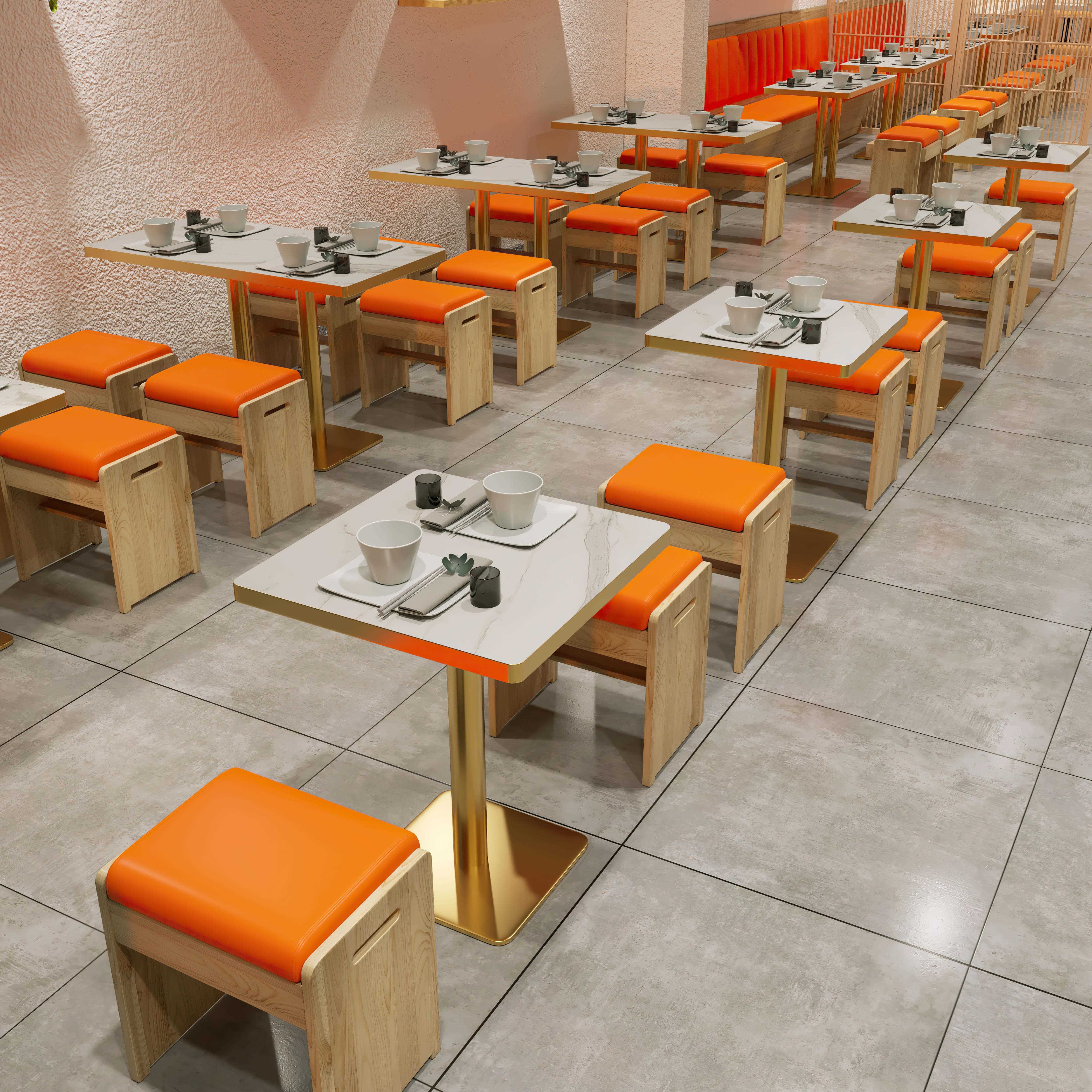 岩板商用餐桌快餐桌椅面馆主题餐厅小吃沙县饭店实木餐饮桌椅组合