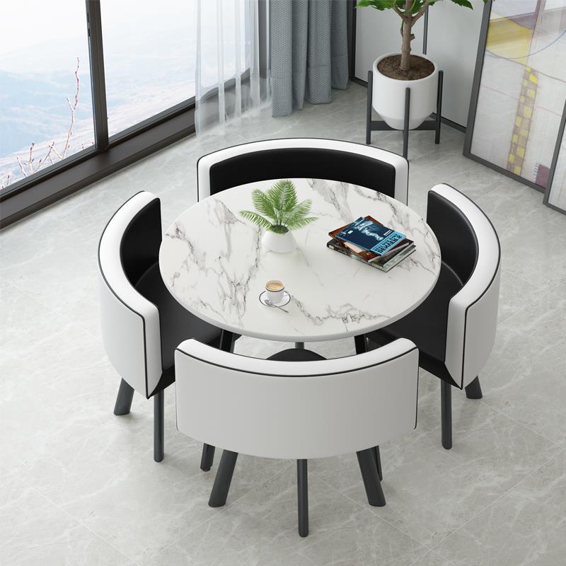 休闲 桌椅组合样品屋展示中心洽谈会客谈判简易收纳四方桌套装阳