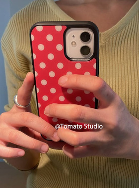 韩国ins古早白波点欧尼同款苹果17promax保护套iPhone17/16/15/14/13/12全包边11手机壳Xsmax黑新16e