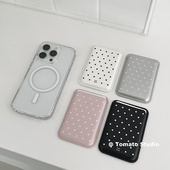 百搭古早波点磁吸手机壳皮质卡包适用iphone17promax苹果16pro 韩国ins小众博主同款 12手机保护套