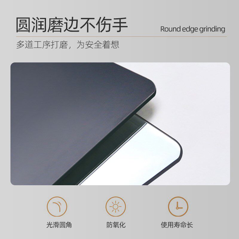 轻奢无框玻c璃浴室镜子贴墙自粘免打孔卫生间壁挂式化妆梳妆镜定