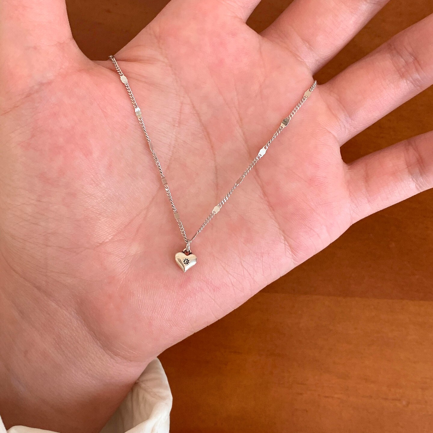 S925纯银色星芒爱心项链女配饰图片