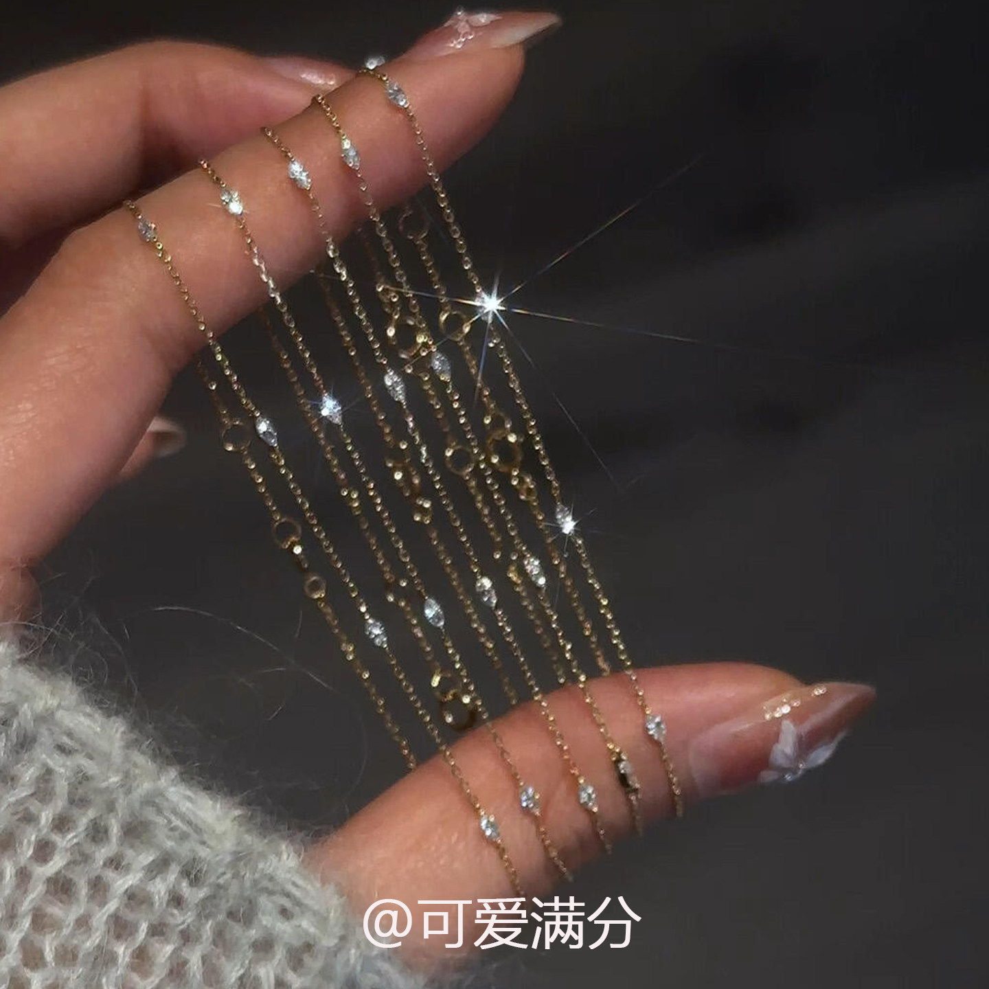 s925纯银极细马眼钻手链图片