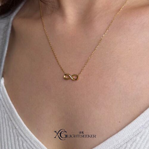 S925纯银金色8字符号项链女