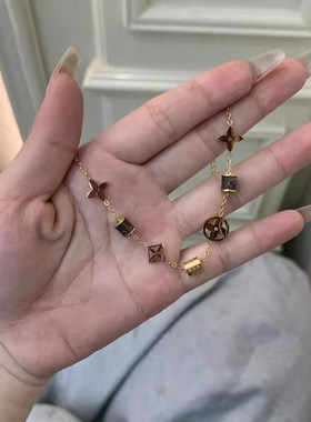 S925纯银复古四叶花手链女