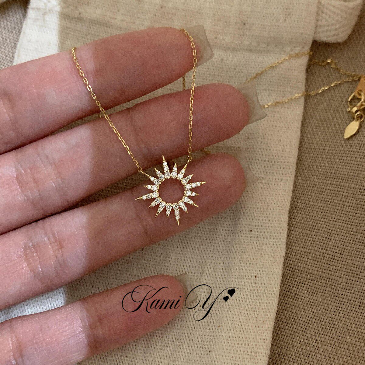 S925纯银蕾丝太阳花吊坠项链女图片