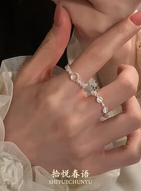 S925纯银透明泡泡珠戒指女