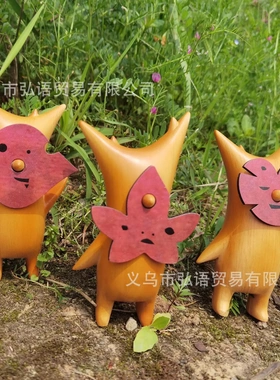 2021创意桌面树脂摆件材园雕刻木质森林之精灵爱心花朵嘴唇庭