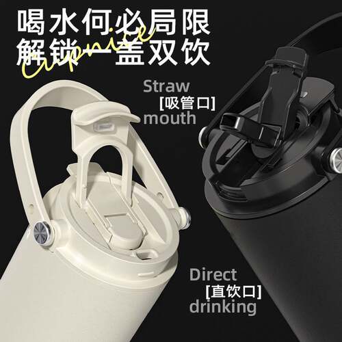 大号吸管保温杯男女生陶瓷内胆大容量水杯2025新款车载高颜值杯子