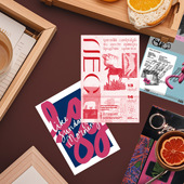 口袋甜心卡通粉色卡片贴卧室墙面装 饰手写创意贺卡手绘