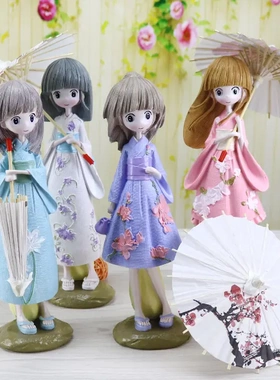 创意打伞女孩和服树脂工艺品摆件家居装饰工艺品学生礼品店货