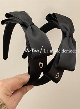 虞书欣减龄缎黑颅色蝴蝶结高顶面发箍法式丝带色压发黑8227G头箍