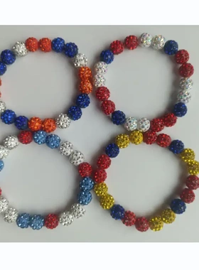 10mmab软陶泥钻球弹力线香项链手链套装嘻哈棒球t742