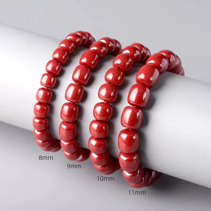 保真朱砂帝王砂桶珠手串老型珠本命年红色百搭手链