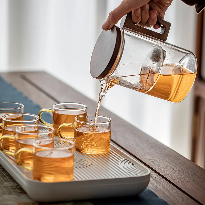 新款泡茶壶茶水分离飘逸杯全玻璃内胆旋转过滤茶具套装磁吸泡茶杯