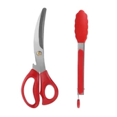 厨房不锈钢剪刀硅胶食物夹组合烤具 烤肉剪刀套装 烤肉工具套装 韩式