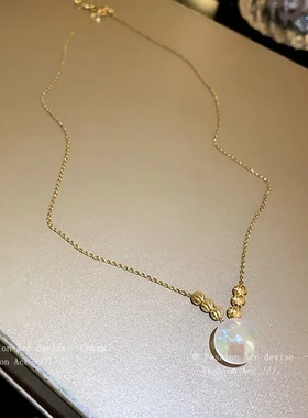 法式人鱼姬珍珠几何项链时尚小众新款锁骨链轻奢高级感项饰女