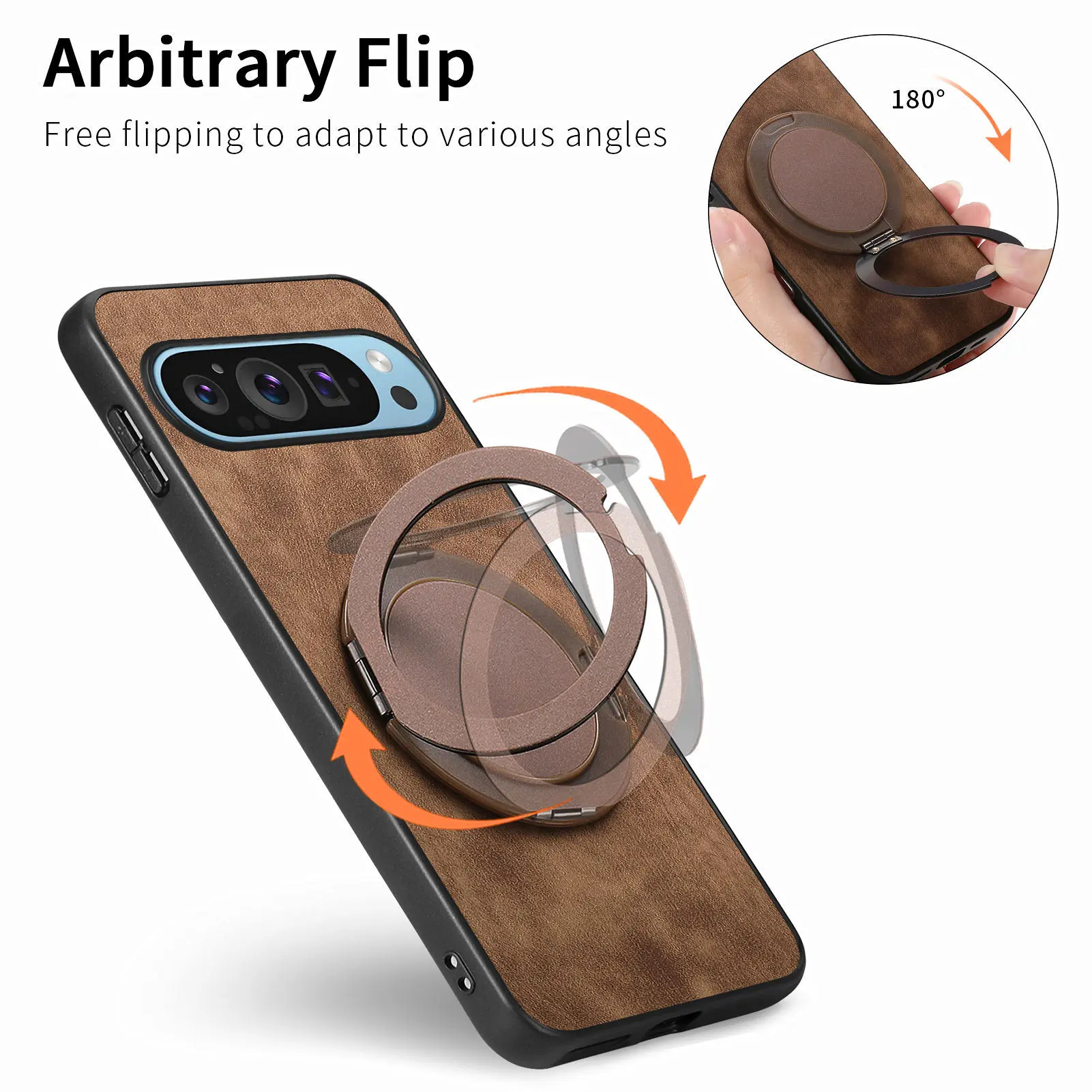 适用谷歌9磁吸旋转支点支架Pixel 8A防摔壳Google 9A素皮壳