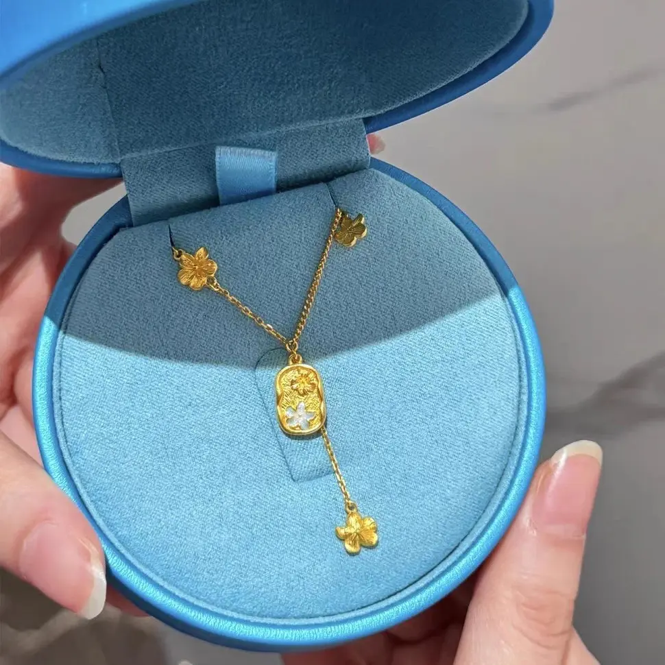 珐琅蓝色流苏花朵项链小清新蓝时尚气质百搭锁骨链2025新款