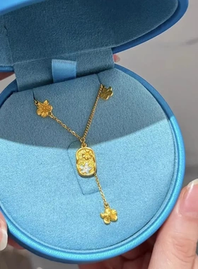 珐琅蓝色流苏花朵项链小清新蓝时尚气质百搭锁骨链2025新款