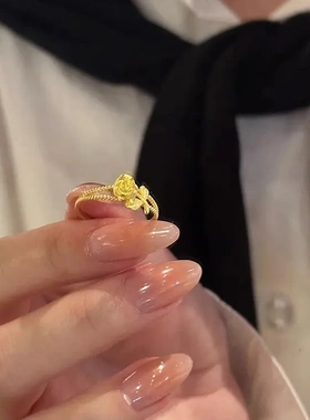 缠枝色月季花戒指秋冬新款高级感轻奢时尚