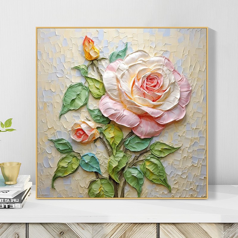 diy数字油画 花卉油画挂画客厅装饰画现代手工画填色画立体高级感图片