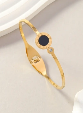 欧美钛钢手镯女高级感时尚百搭数字蛇镶钻手镯不锈钢饰品