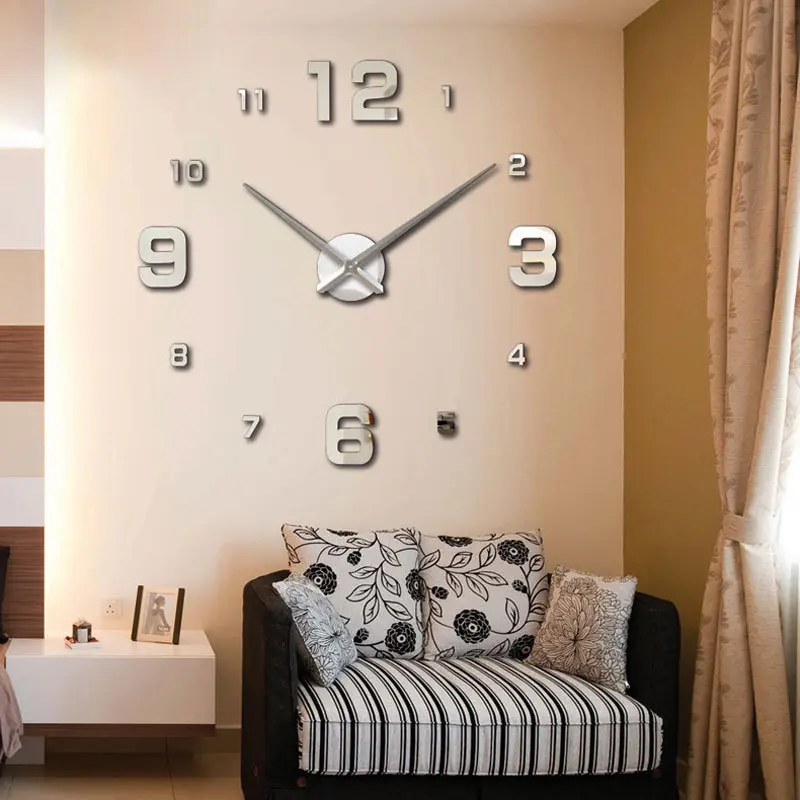 3d亚克力墙贴挂钟 立体时尚简约墙贴画创意钟表家居饰品办公室