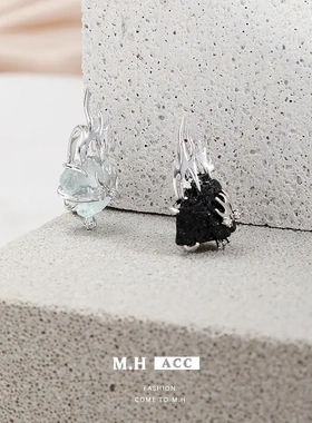 不规则天然石戒指女轻奢高级感潮流食指戒精致开口可调节指环