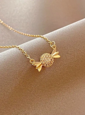 糖果钛钢项链2023年新款女个性轻奢小众设计感锁骨链时尚配饰品