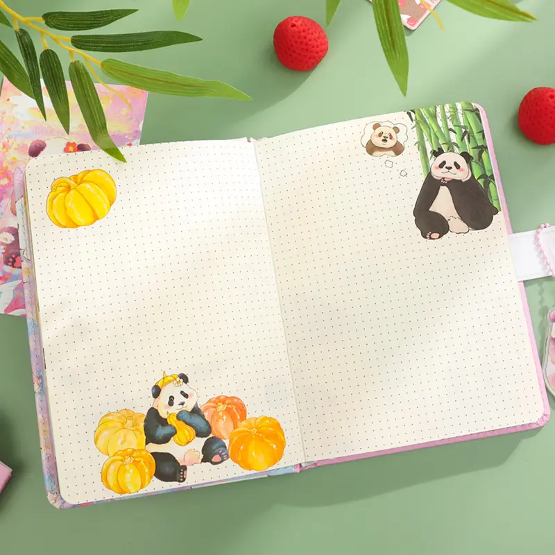 国宝动物pu磁扣手账本创意立页卡通学生日记本女生笔记本