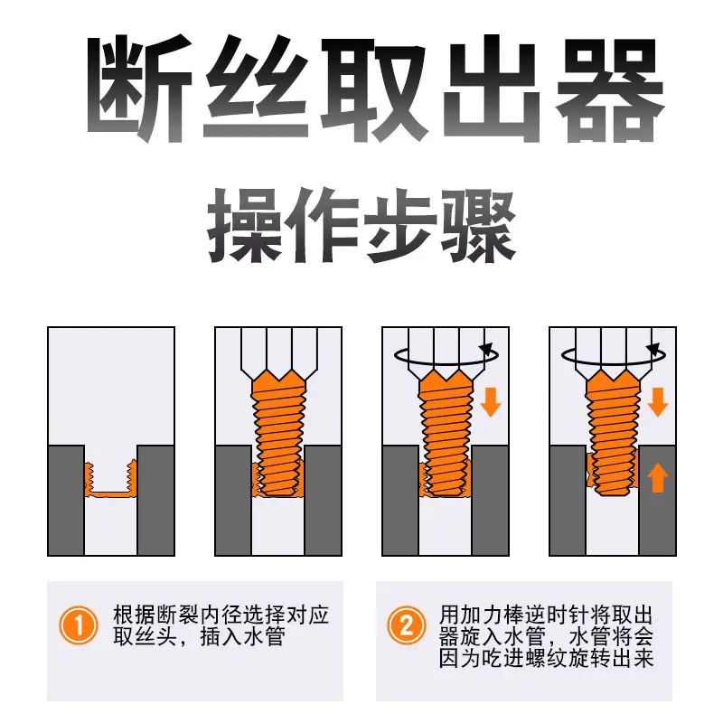 断丝取出器四分螺丝断裂水管双头反丝取断头丝锥六分取丝器