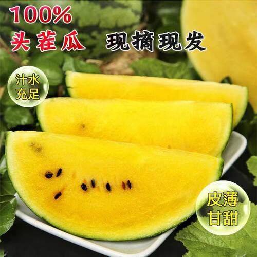 现摘特小凤黄心西瓜新鲜当季水果冰淇淋黄肉西瓜黄瓤薄皮