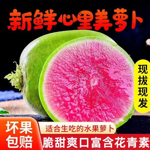 新鲜心里美萝卜心灵美绿皮红心水果泡菜萝卜红心萝卜绿皮红心